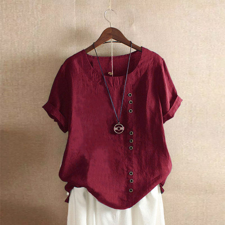 Classic women's plain short sleeve crew neck tee. Fashion basic for casual style.