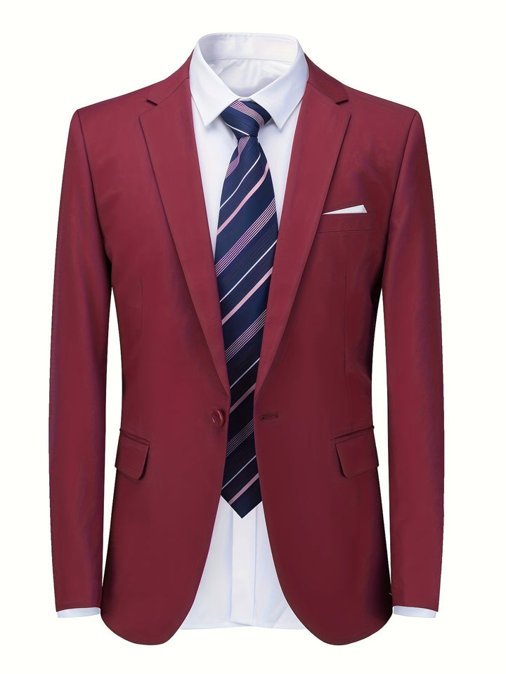 Men's business blazer, solid color, classic tailored fit. Perfect for office & formal events.