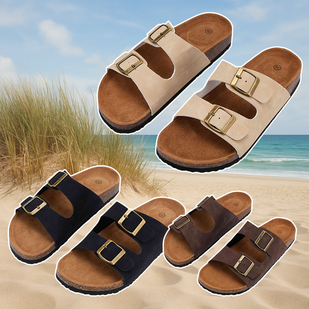 Elegant black women's strap sandals, offering comfortable support for casual & stylish summer wear. Women's footwear.