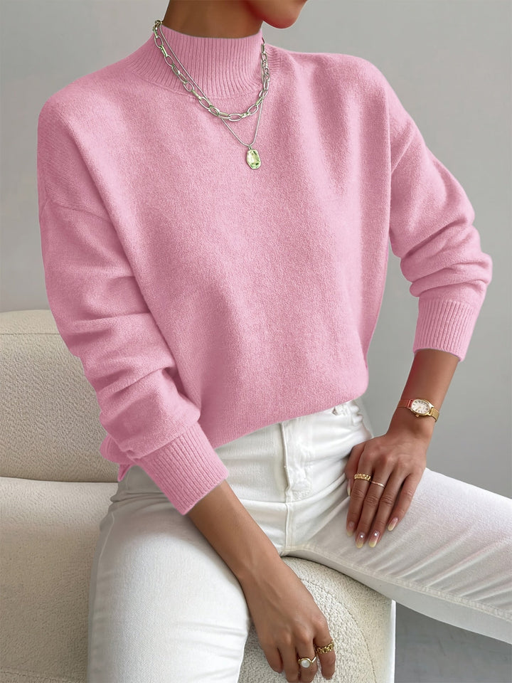 Cozy comfort with this women's Cleo mock turtleneck long sleeve sweater, an elegant choice for winter style.