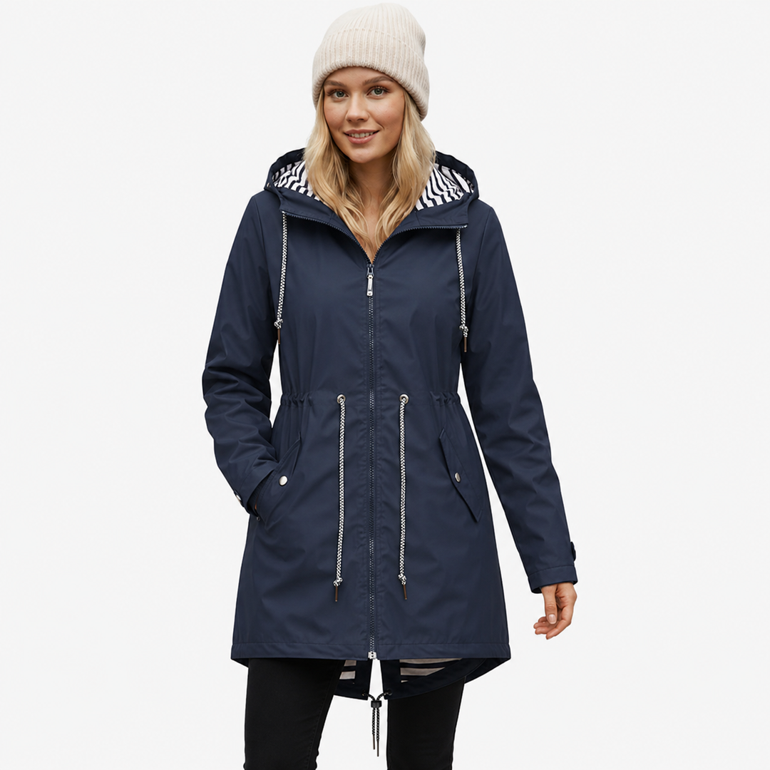 Women's CoastShell waterproof rain jacket, stylish & lightweight for everyday wear, commute, and outdoor adventures.