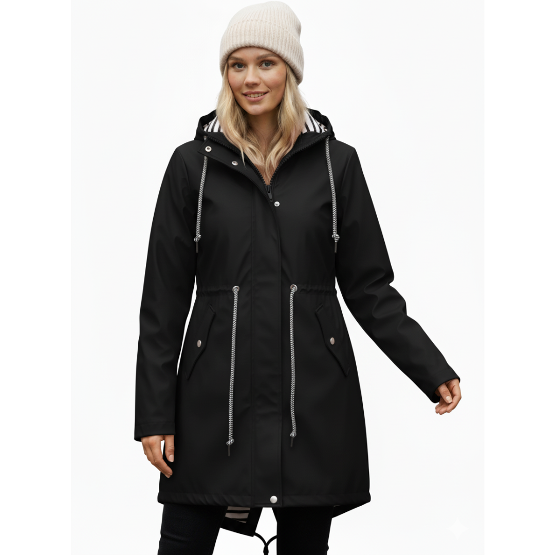 Women's everyday rain jacket, waterproof & stylish, perfect for urban commutes, hiking, and outdoor activities.