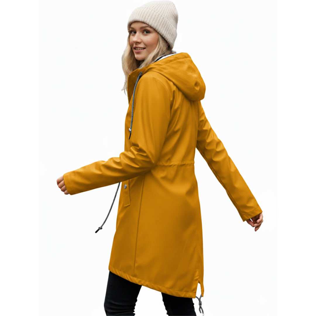 Women's stylish waterproof rain jacket, lightweight protection for outdoor adventures, city life, and daily wear.