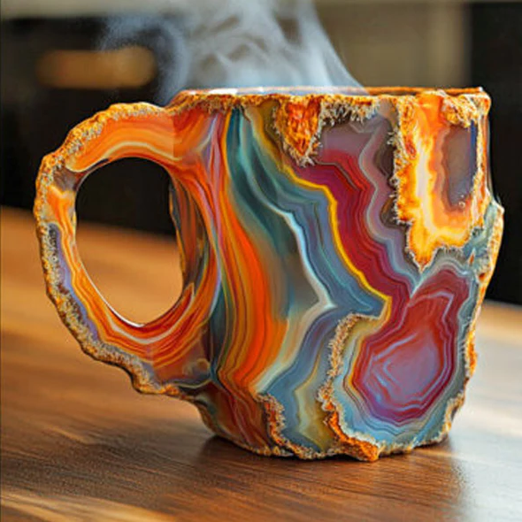 Geode style coffee mug, a unique novelty tea cup drinkware gift, perfect for home, kitchen, or desk.