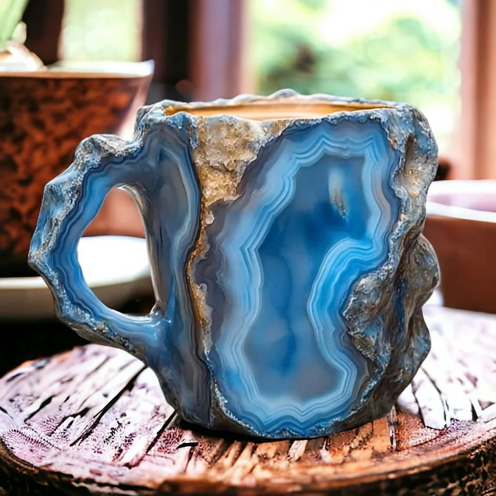 Visually striking geode style coffee mug, a unique novelty tea cup, ideal for stylish drinkware & decor.