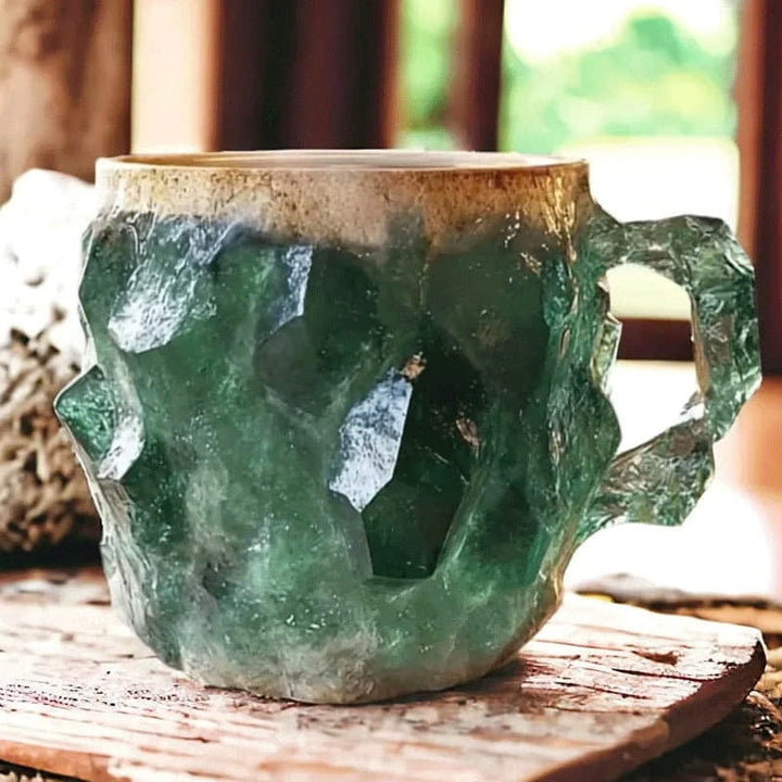 Stylish geode coffee mug featuring a beautiful crystal-like design, ideal for hot beverages at home or office.