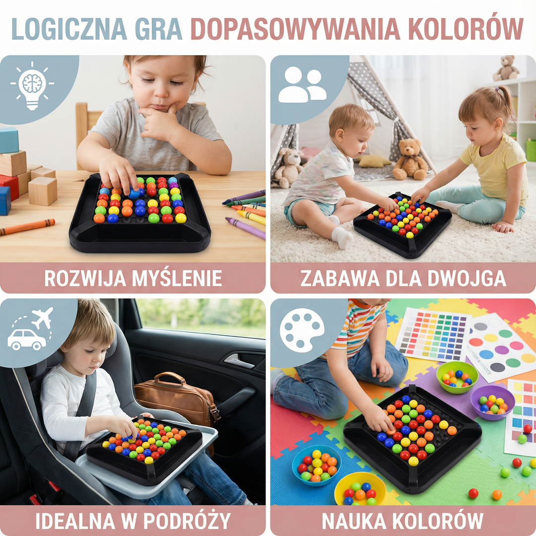 Portable educational color matching game for travel. Develops logic, concentration & cognitive skills for all ages.