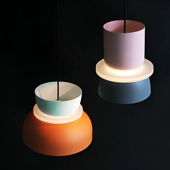 Colorful macaron LED ceiling light for modern homes, offering energy-efficient & stylish illumination.