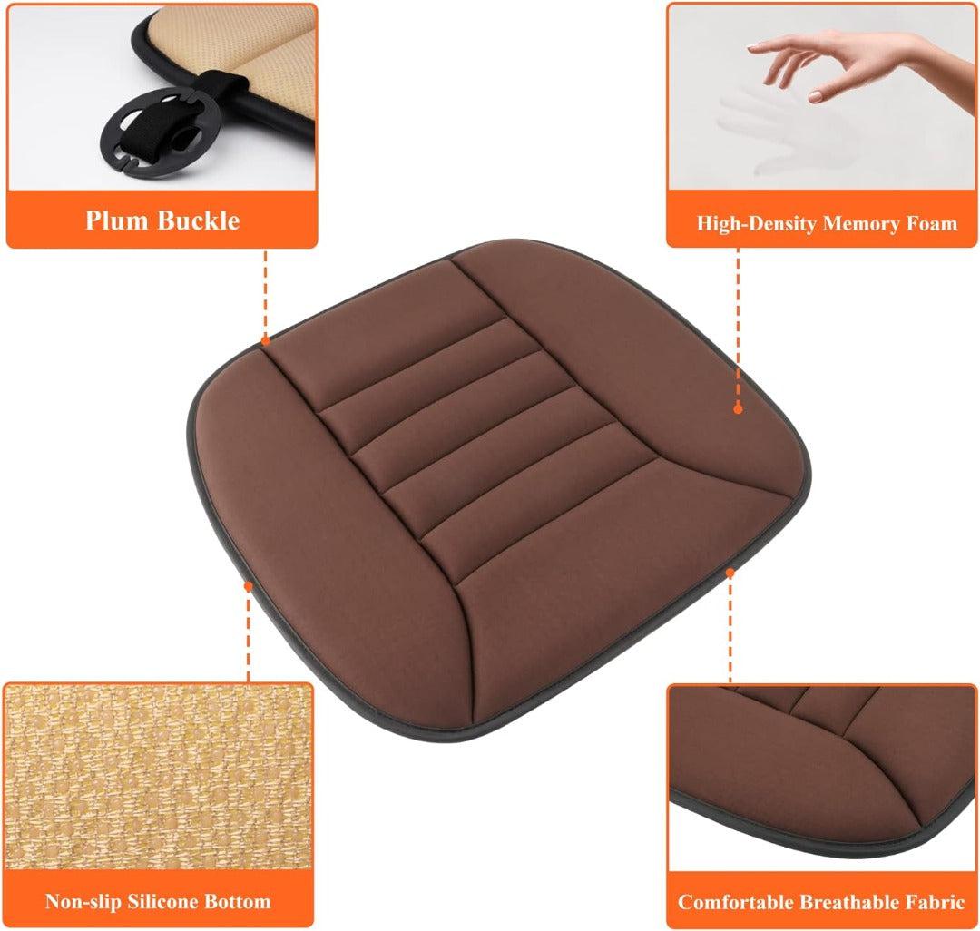 Breathable memory foam car seat cushion, perfect for long drives, offers enhanced comfort & support.