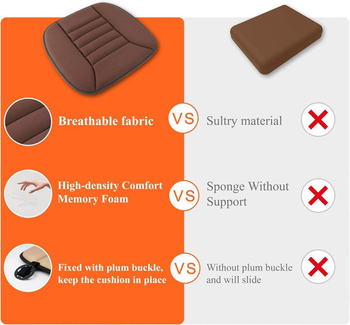 Memory foam cushion for car seats, designed for enhanced driving comfort & posture correction.