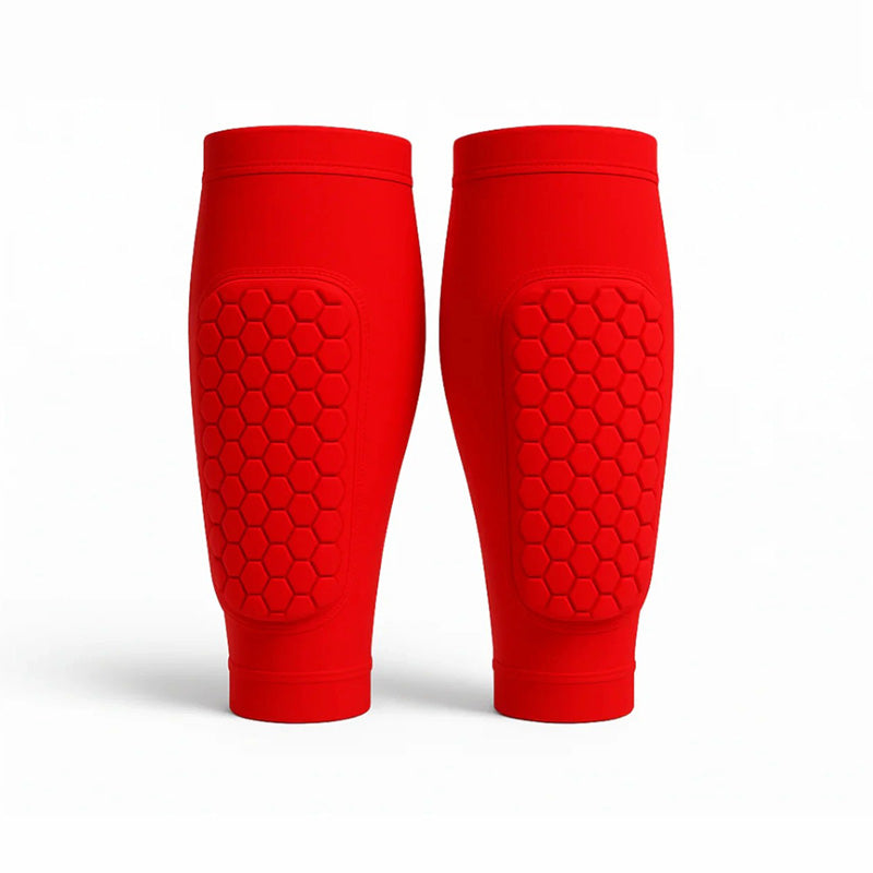 Breathable unisex shin protectors, designed for comfort & impact absorption during skiing and soccer.