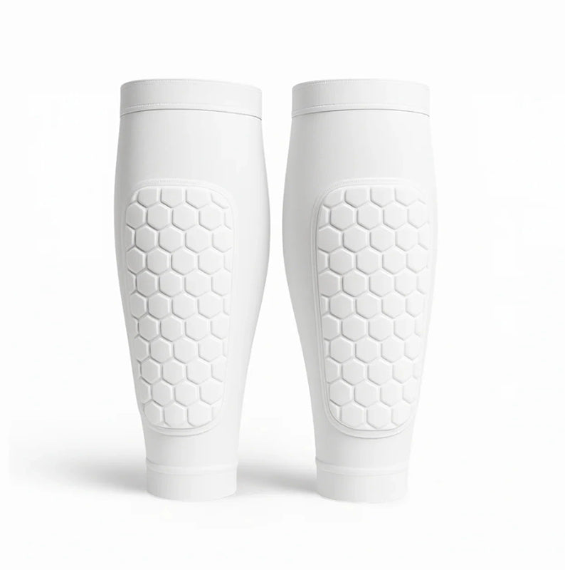 Lightweight unisex soccer shin protectors, ensuring comfort & robust impact protection during games.