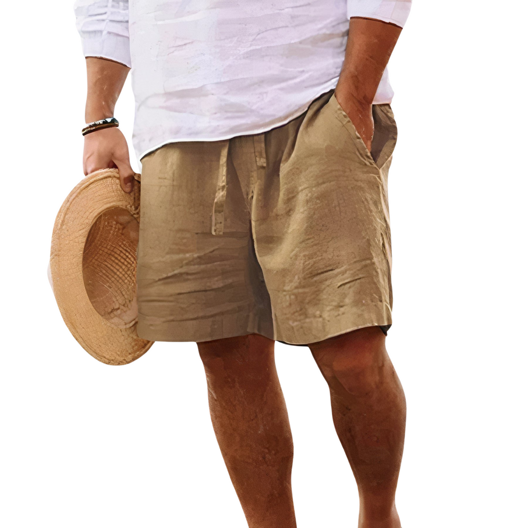 Essential men's summer shorts: drawstring, relaxed fit, versatile for beach, casual outings, or everyday wear.