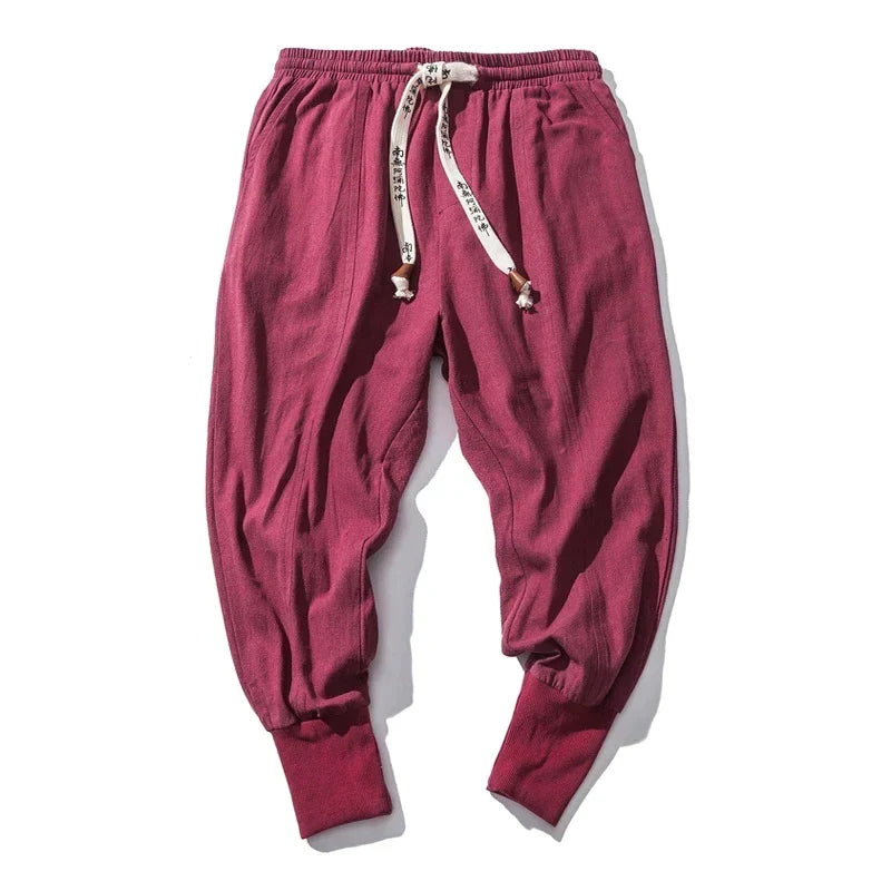 Men's casual drawstring harem pants, excellent for streetwear, comfort & relaxed fit style.