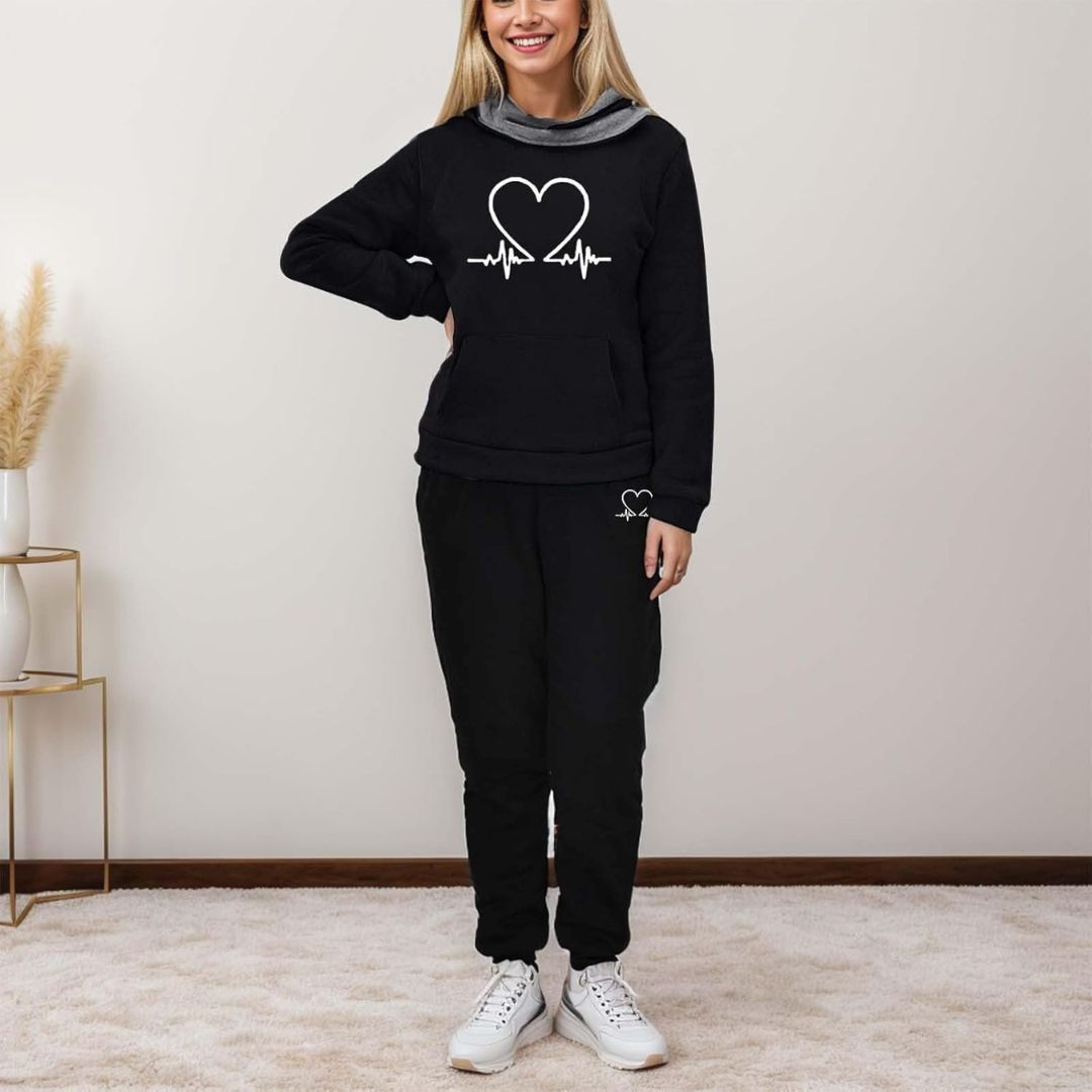 WARMFLEX women's athletic hoodie and joggers, a comfortable two-piece set for active lifestyles.