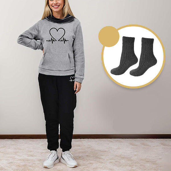 Premium WARMFLEX women's loungewear set. Two-piece hoodie and pants for comfort and casual fashion.