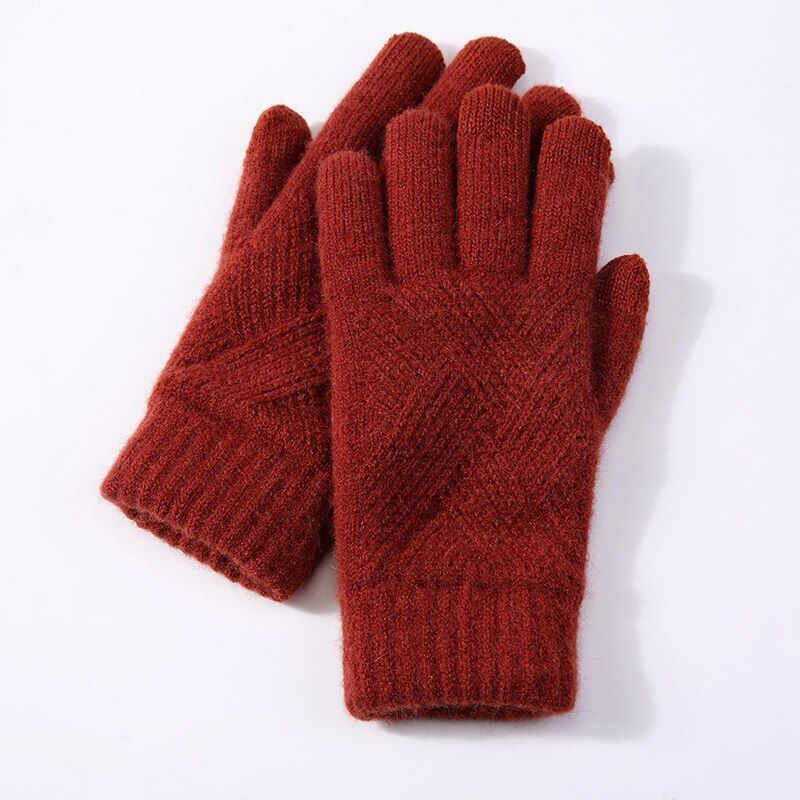 Warm knitted women's gloves, soft wool blend for ultimate winter comfort & cozy hands.