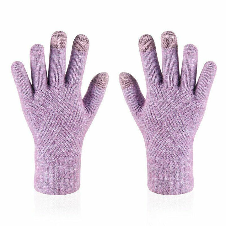 Cozy knitted women's gloves, perfect for keeping hands warm & comfortable during cold winter days.
