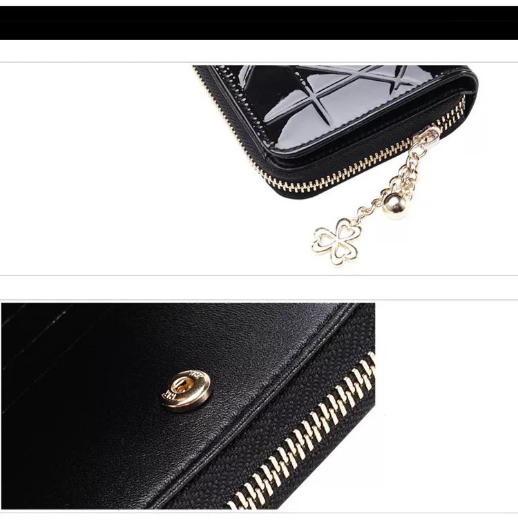 Stylish PU leather compact card holder clutch, perfect for women's essential cards & cash.