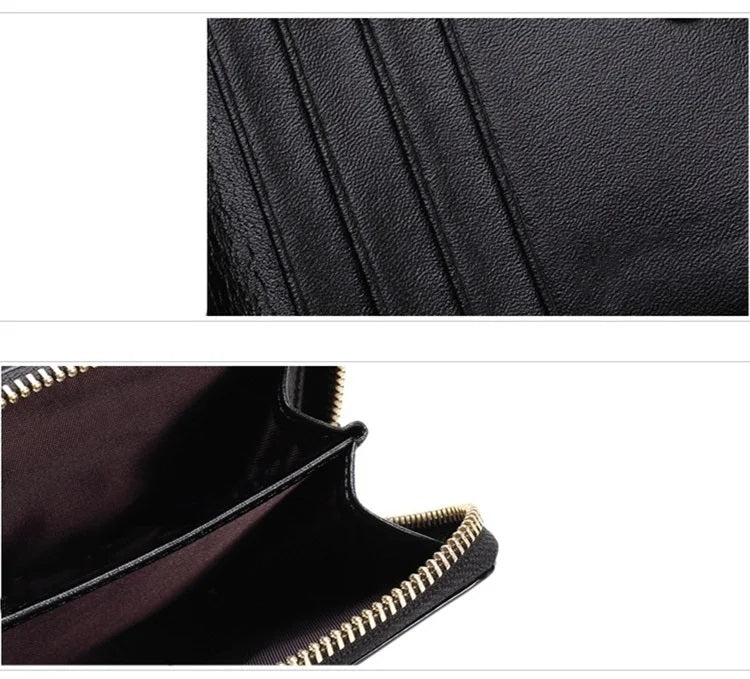 Womens compact PU leather card holder wallet, a sleek and secure daily organizer purse.