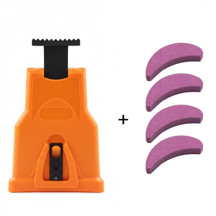 Chainsaw sharpener tool for blade maintenance. Quick & easy manual sharpening stone for garden & outdoor equipment.