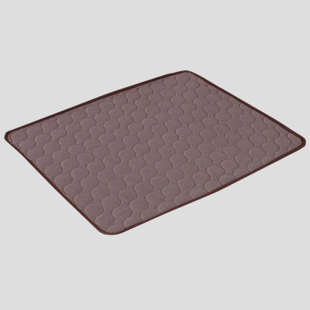 Small pet cooling mat for cats & small dogs. Instant heat relief & comfort. Portable, washable pet bed.