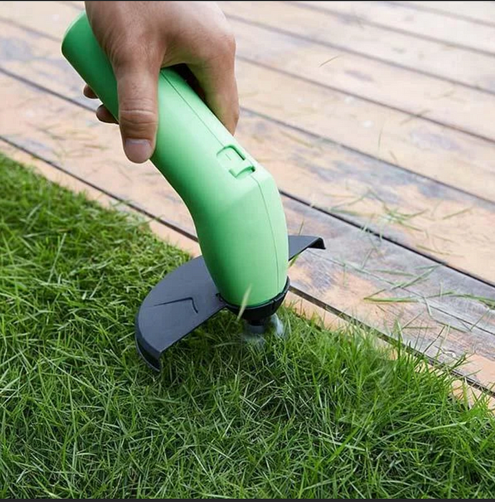 Lightweight cordless weed trimmer for precise edging & lawn care. Portable, battery-powered gardening tool for small areas.