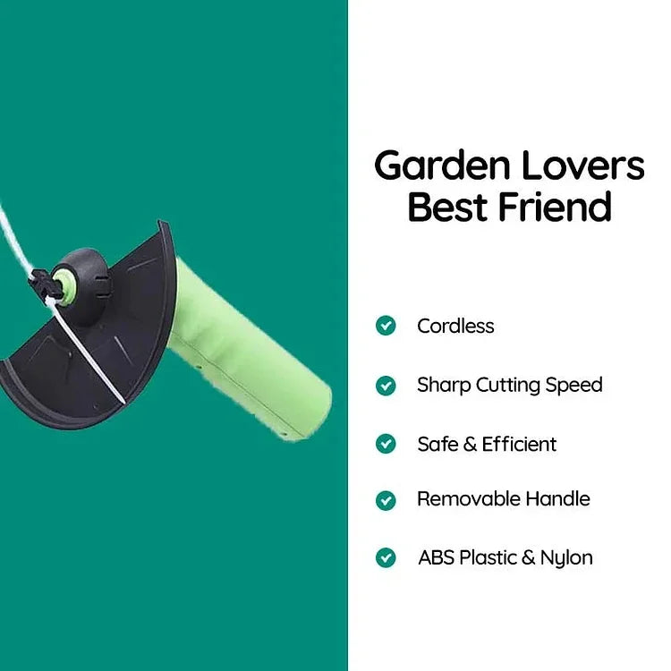 Mini cordless weed trimmer for easy lawn & garden care. Battery-powered, portable tool for precise grass trimming & edging.