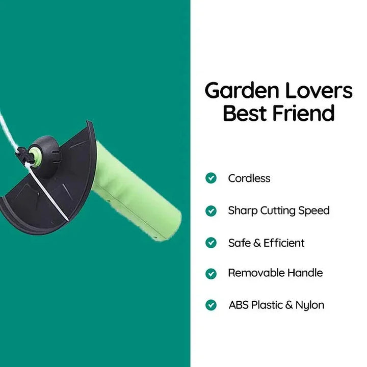 Mini cordless weed trimmer for easy lawn & garden care. Battery-powered, portable tool for precise grass trimming & edging.