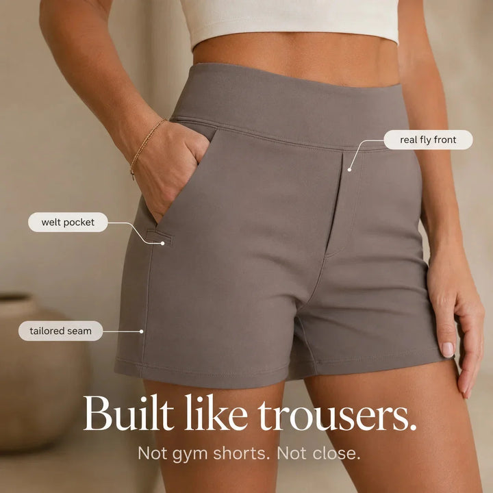 Everyday Cordwyn women's high waist stretch shorts with pockets, ensuring comfort & style for casual outings.