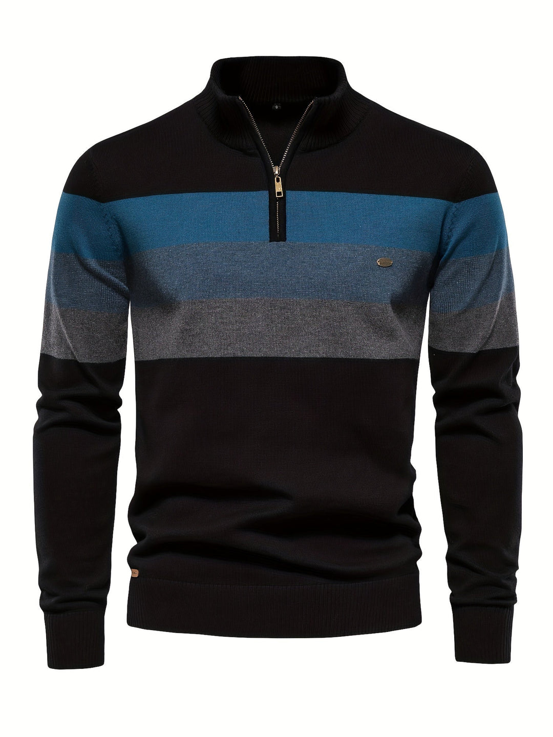 Men's color block half-zip cotton knit pullover sweater for versatile fall fashion & comfortable winter style.
