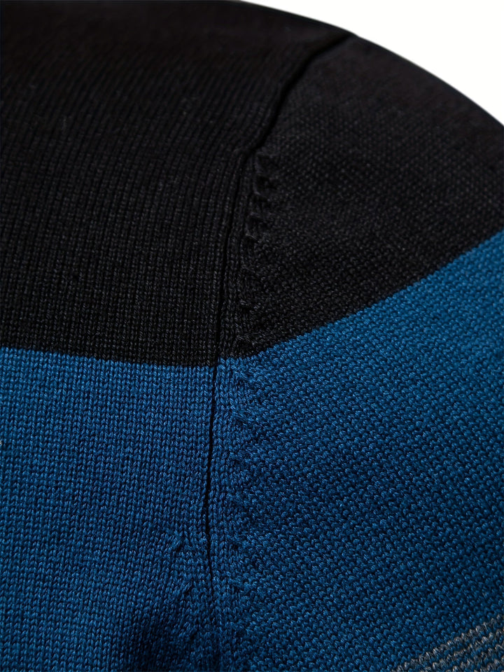 Men's stylish cotton knitted half-zip pullover sweater, comfortable and versatile for everyday wear.