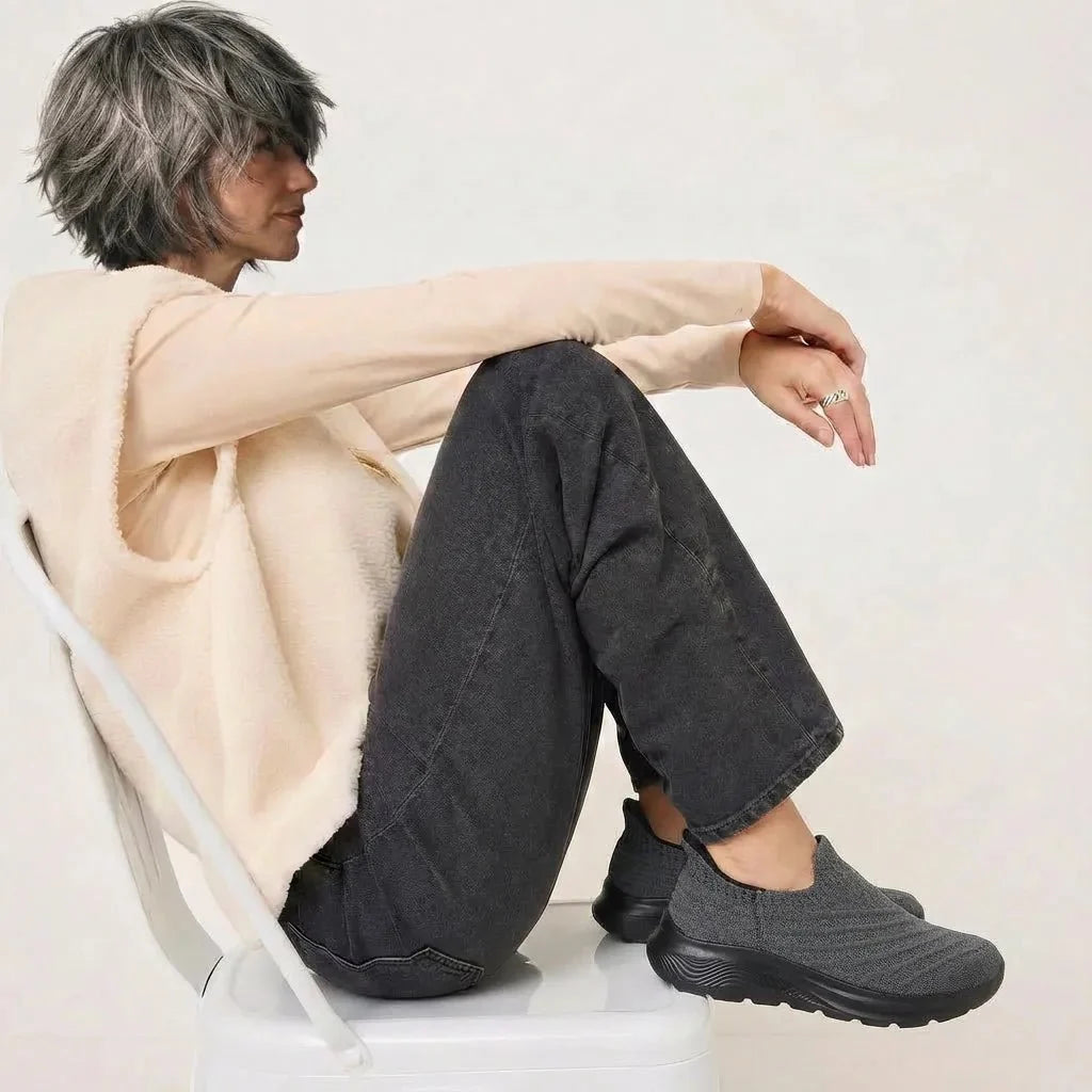 Ortho Glide comfort shoes, black, anti-fatigue, ergonomic for nurses & standing jobs.