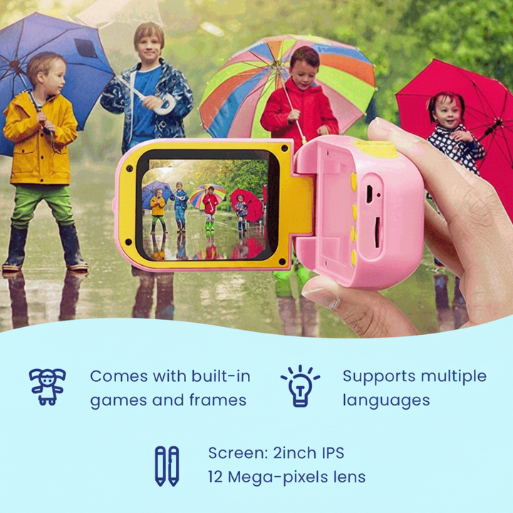 Child-friendly digital camera and toy recorder, ideal for kids' creative play, photography & video fun.