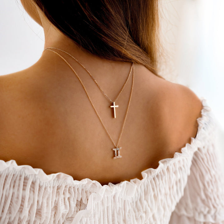 Elegant spiritual cross pendant necklace for women. Dainty sterling silver Christian faith jewelry, perfect gift for her.
