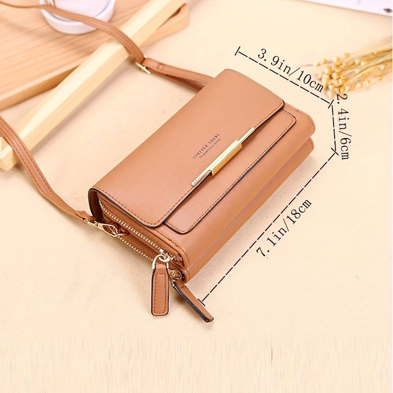 Stylish PU leather women's handbag, combining a crossbody and wallet for convenience.