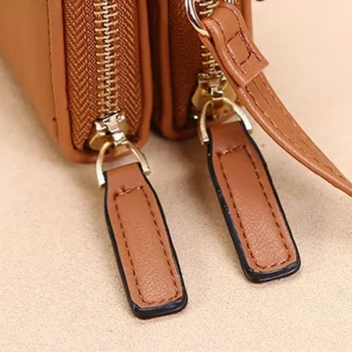 Modern women's PU leather shoulder wallet, ideal for travel and daily errands.