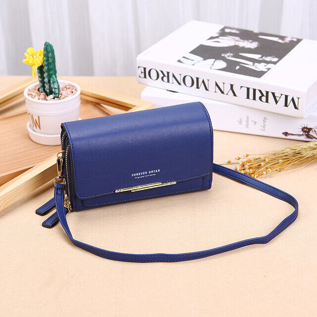 Compact PU leather crossbody wallet, ideal for women on the go, trendy design.