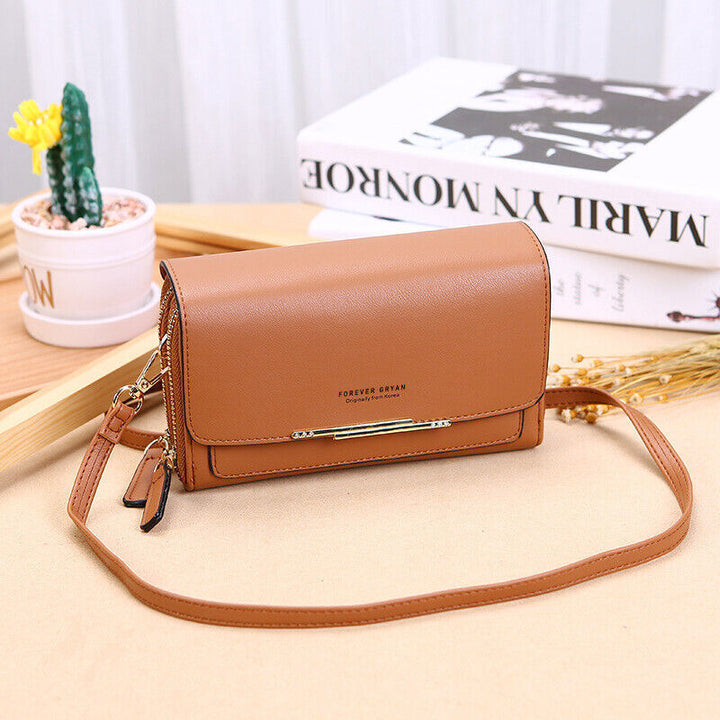 Trendy women's PU leather shoulder bag, multi-functional with wallet compartments.