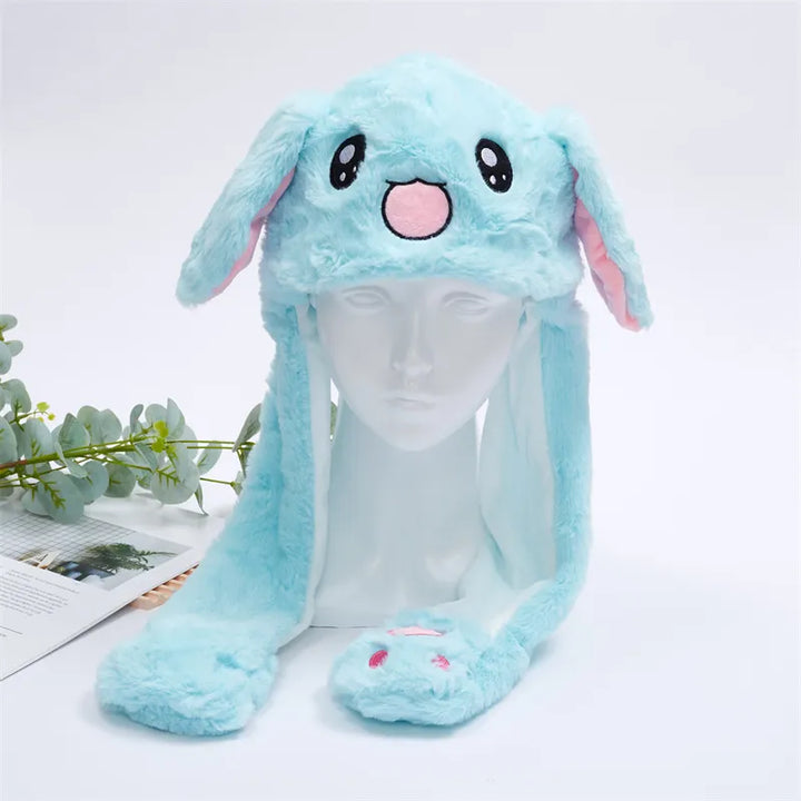 Unisex Playful Moving Ears Hat, soft plush rabbit. Fun interactive accessory for kids & parties.