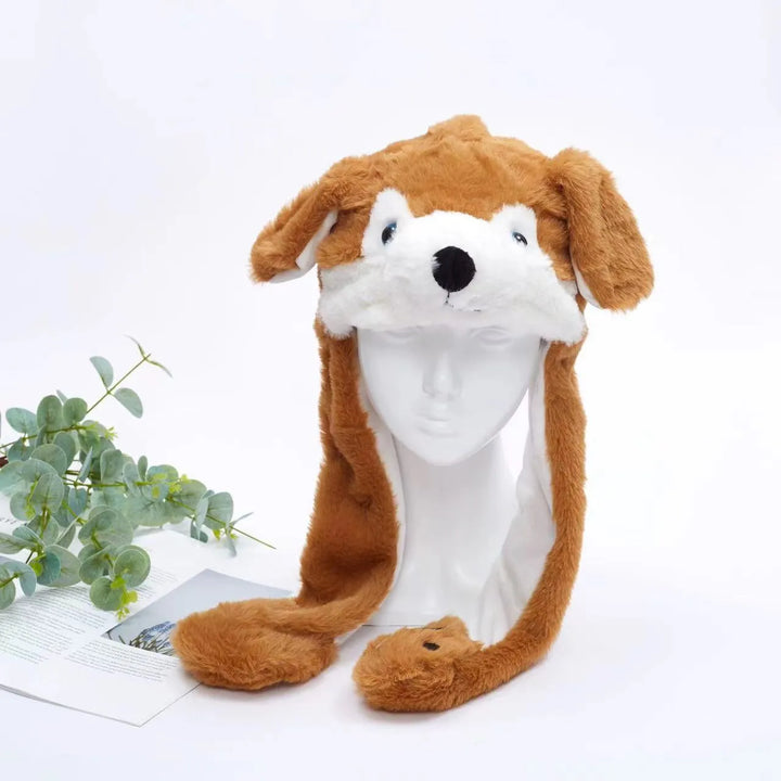 Cute Bear Moving Ears Hat, interactive plush. Playful party accessory & novelty gift for kids.