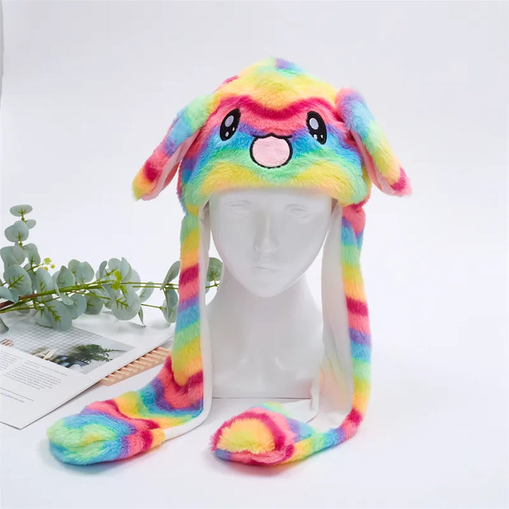 Moving Ears Hat for Kids, interactive rabbit plush. Great for parties, costumes, and playful fun.