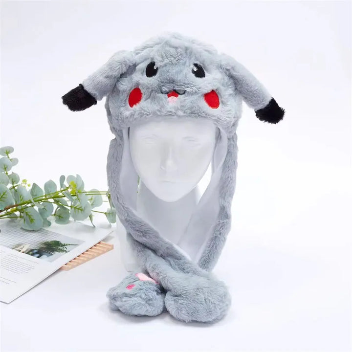 Whimsical Rabbit Moving Ears Hat, interactive. Plush party accessory for all.