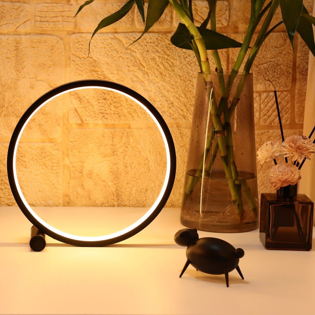 Accent lighting: Nvroome Halo Ring LED lamp, dimmable, minimalist, perfect for modern home decor.