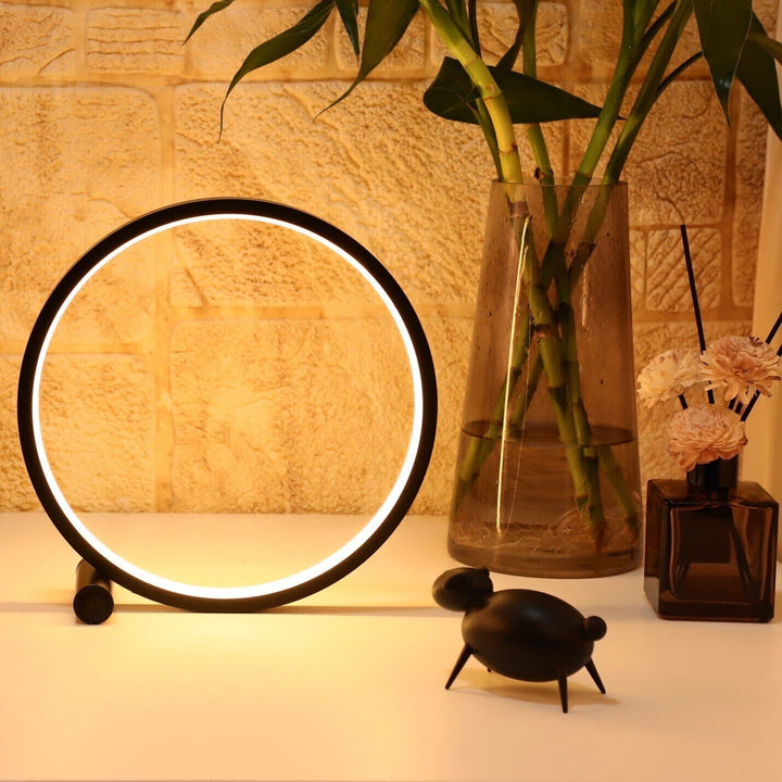 Accent lighting: Nvroome Halo Ring LED lamp, dimmable, minimalist, perfect for modern home decor.