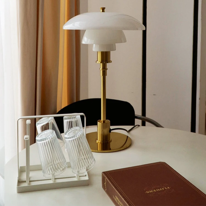 Energy-efficient LED table lamp, modern minimalist design enhances home office & desk decor.
