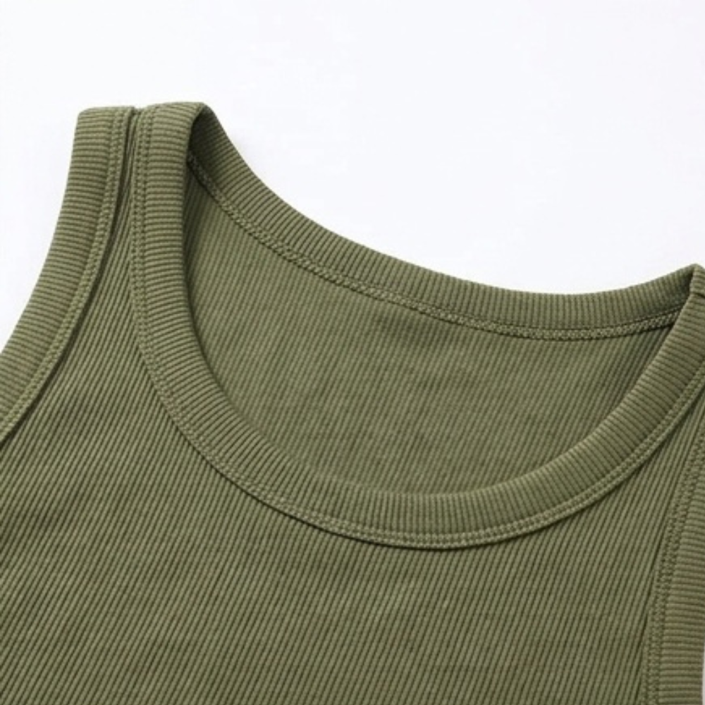 Women's everyday ribbed tank with built-in bra, a must-have for summer fashion.