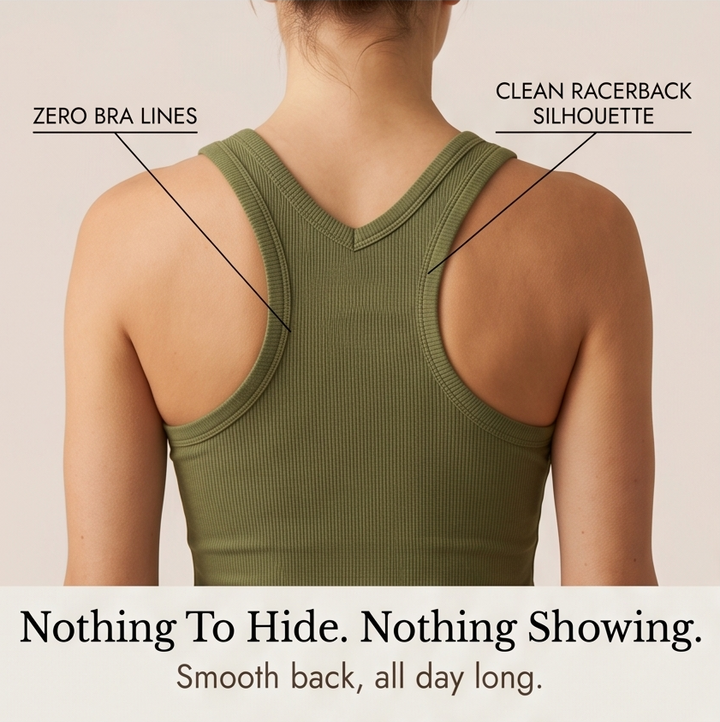 Summer fashion essential: ribbed tank top for women with a supportive built-in bra.