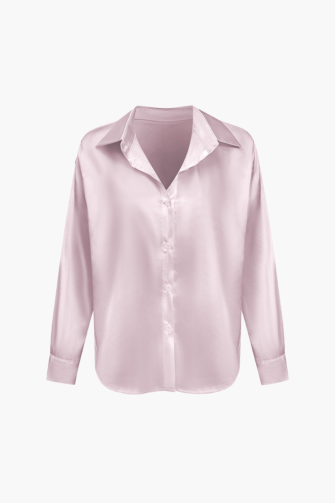 Graceful women's long-sleeve blouse, an elegant button-front office top.