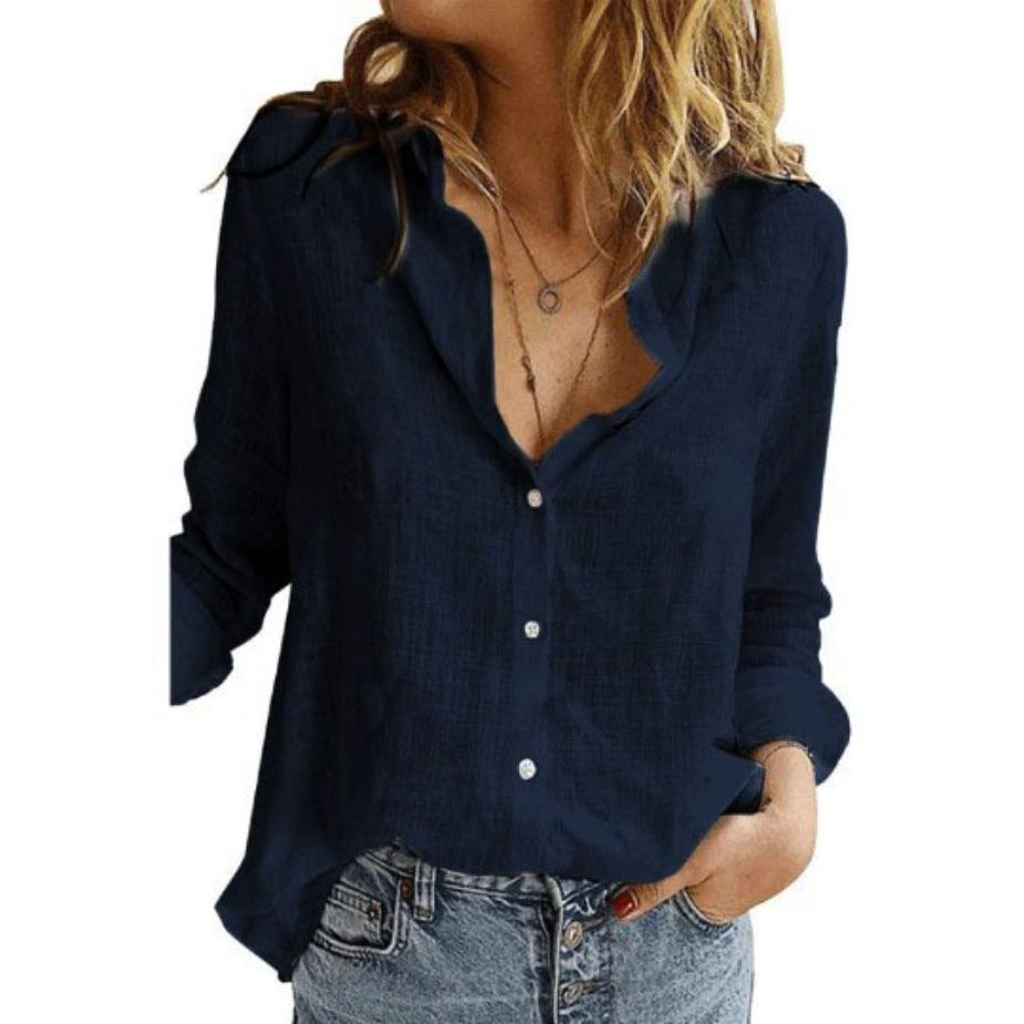 Green women's long sleeve top. Flattering, comfortable casual shirt, ideal for everyday chic apparel.